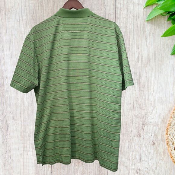 Brooks Brothers Prosport Mens Polo Shirt XL Green‎ Yellow Striped Golf Collared - Picture 4 of 9